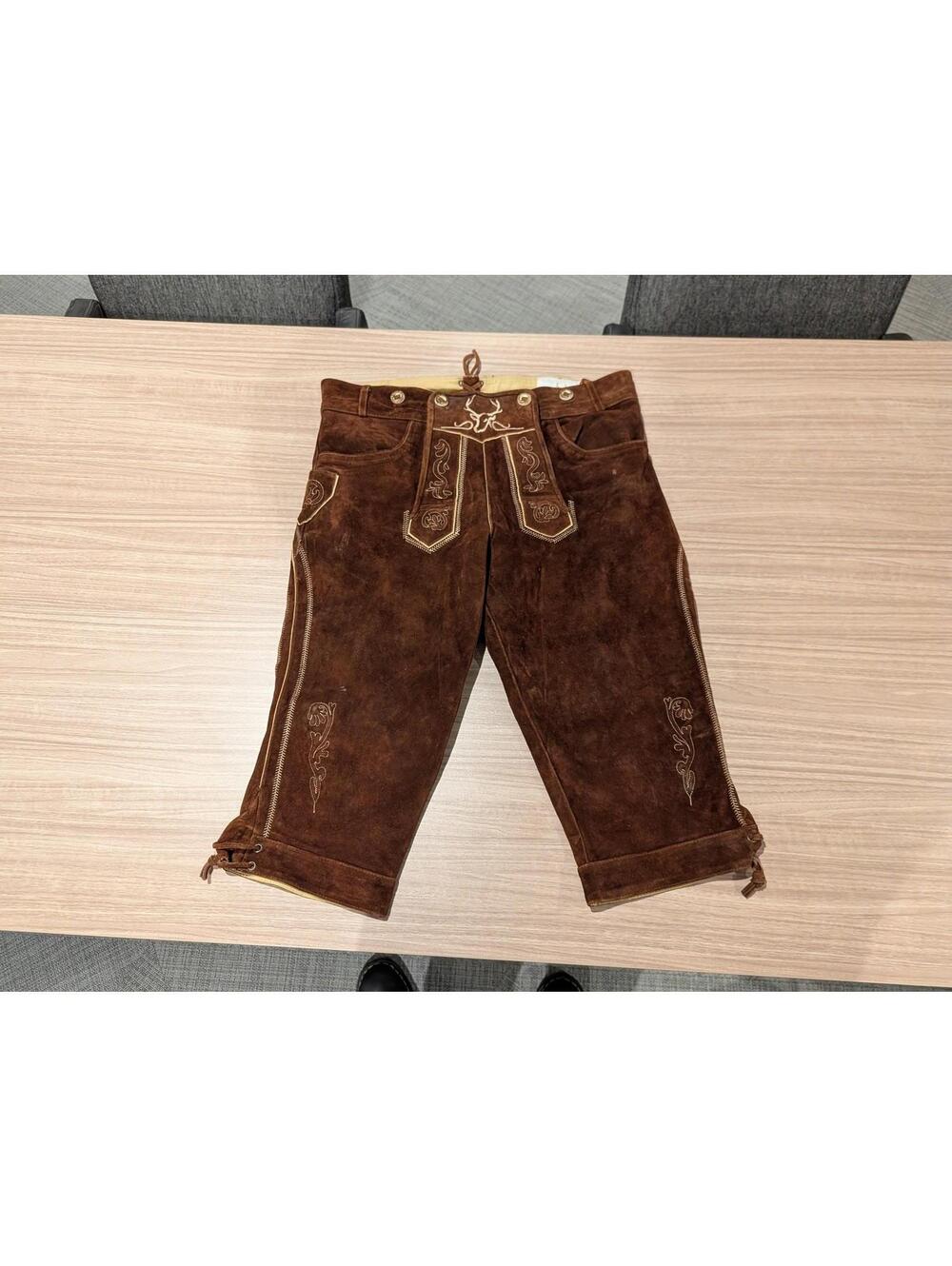 Bavaria Trachten Kneebound Lederhosen US36 - Dark Brown Genuine Leather